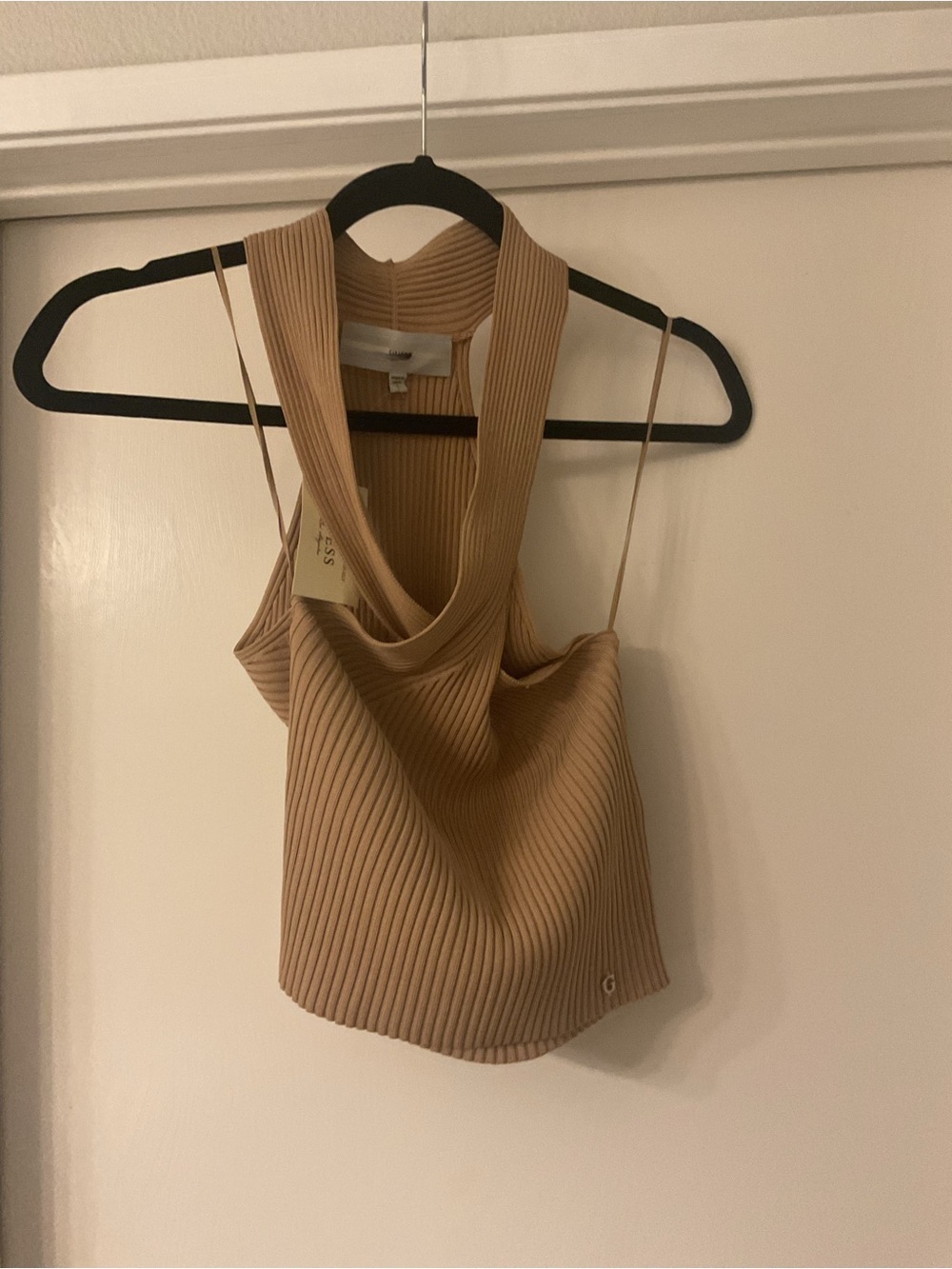 Guess Claire Halter Top Ribbed Halter Top in Beige - Picture 4 of 5